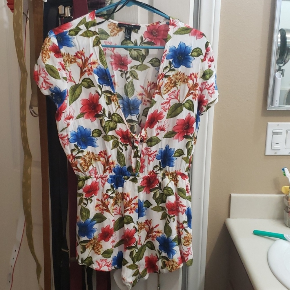 White Floral Romper